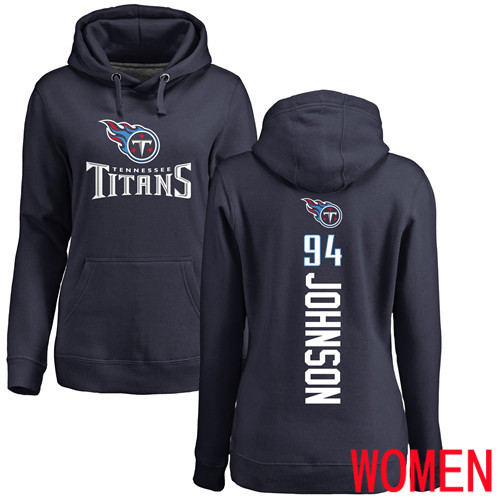 Tennessee Titans Navy Blue Women Austin Johnson Backer NFL Football #94 Pullover Hoodie Sweatshirts